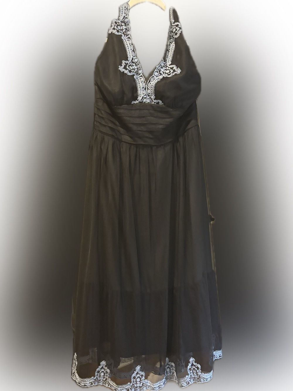 Signature by Robbie Bee Black Strapless Halter Evening Gown